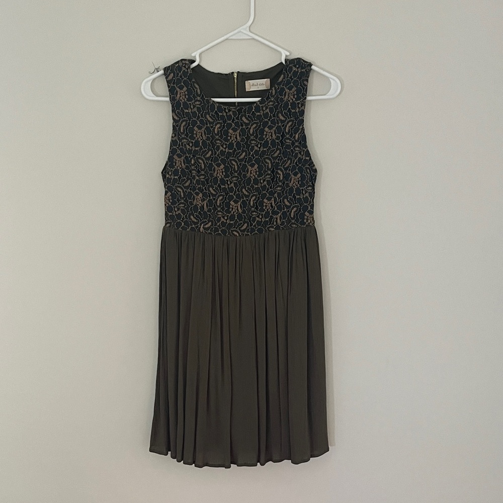 Altar'd State Green and Gold Lace Dress